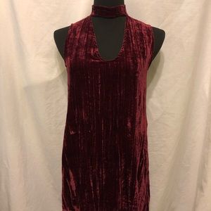 NWT Hummingbird Crushed Velvet Choker Shift Dress
